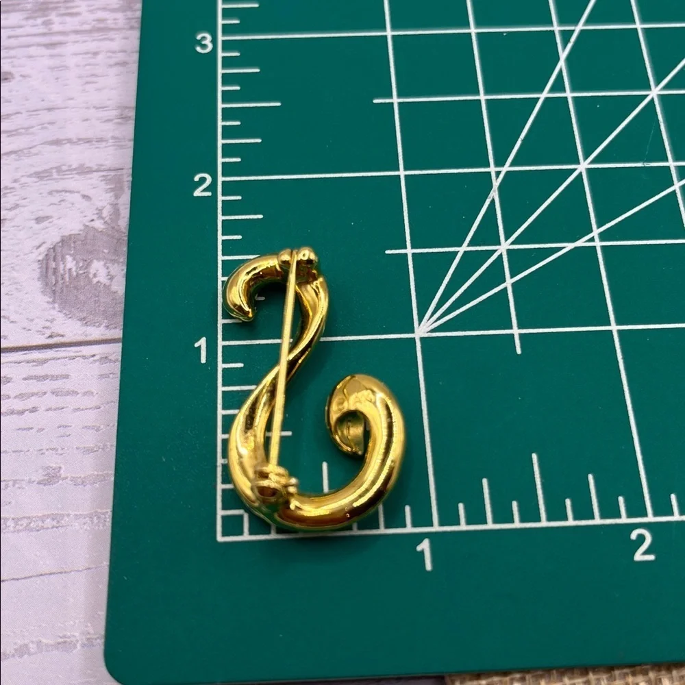 Letter Initial S Cursive Gold Brooch for Women First Name Last Name